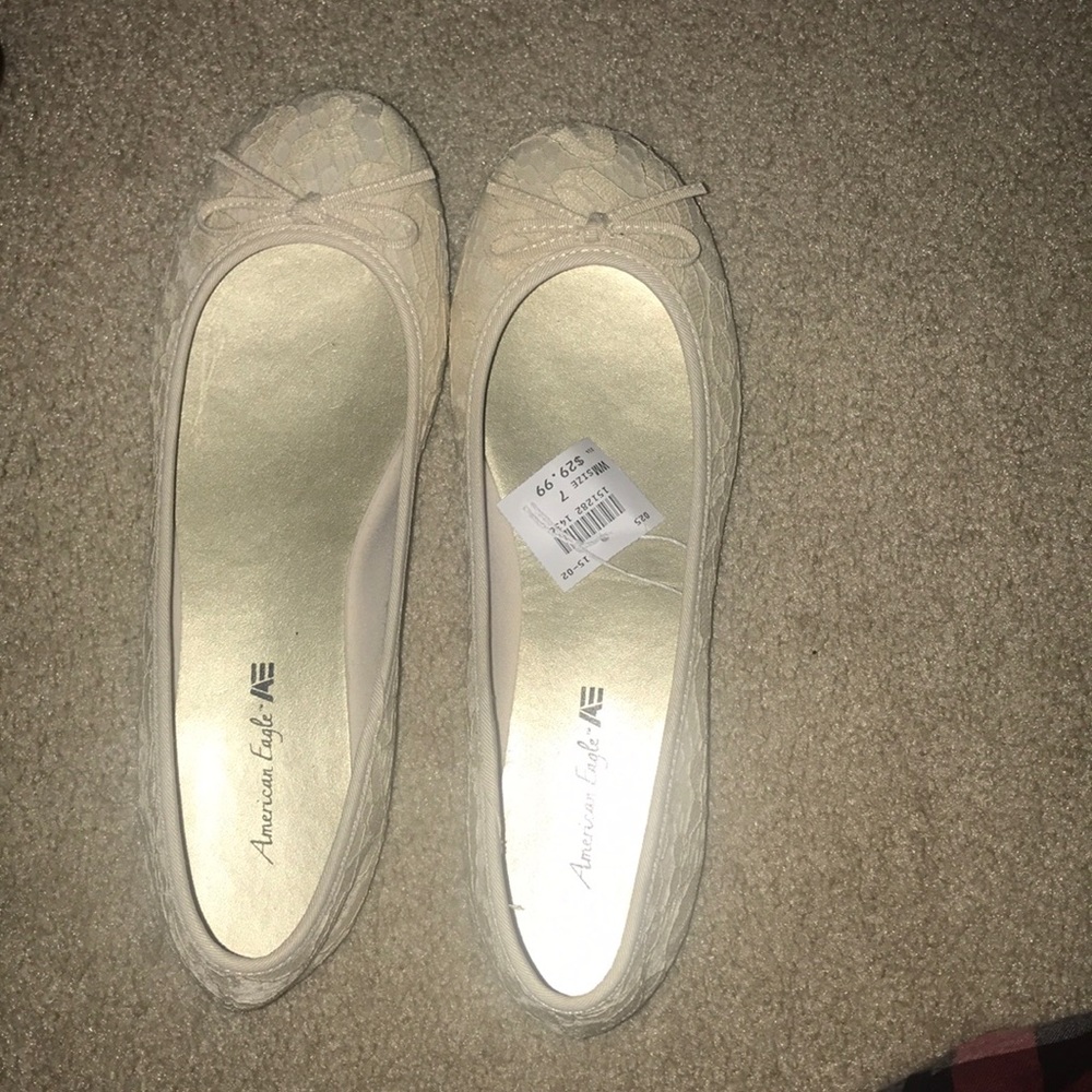 Cream lace flats